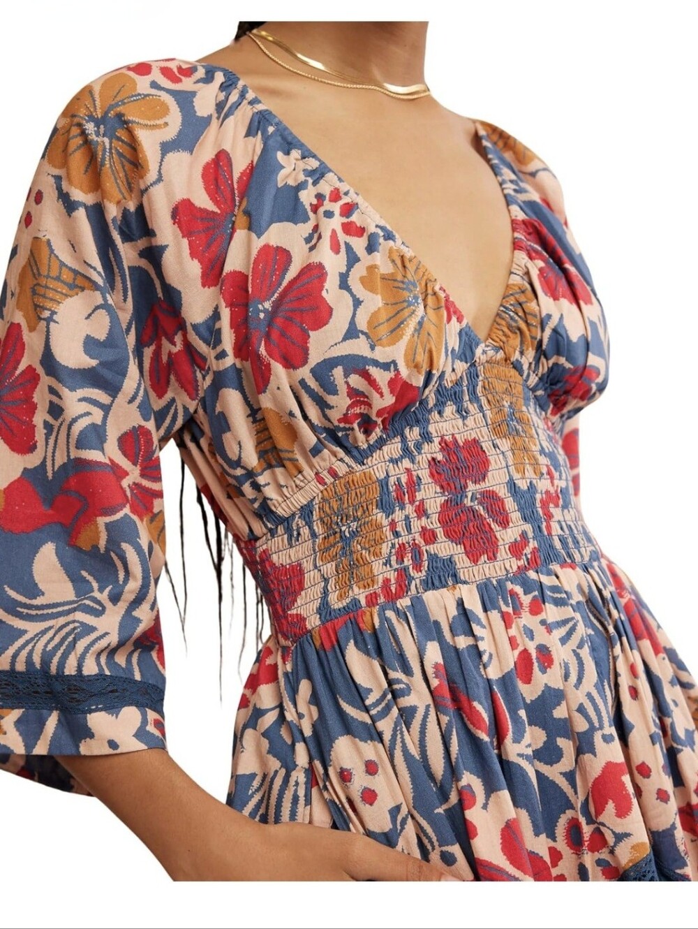 Free People-S-Printed Dixie Maxi Dress in the vintage indigo combo colorway - Picture 6 of 10
